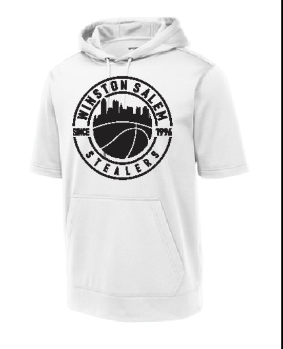 White drifit short sleeve hoodie