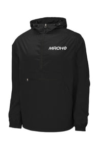 Black quarter zip windbreaker with hood