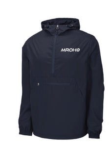 Navy windbreaker quarter zip with hood